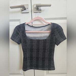 Plaid Black and White Women's Top